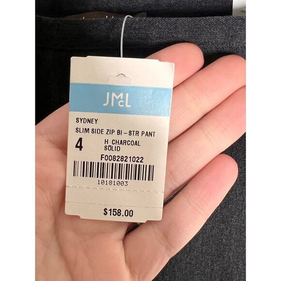 NWT J McLaughlin Sydney Slim Side Zip Straight Pant Charcoal Women's Size 4 - Picture 5 of 7